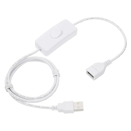 MECCANIXITY USB Extension Cable with ON/Off Toggle Switch 1m USB Male to Female Extension Cord for Desk Lamp Fan LED Light Strip White Pack of 1