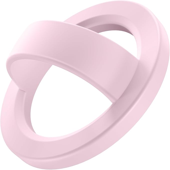 Magnetic Phone Grip, Removable Loop Grip with Soft Finger Strap, Silicone Phone Ring Holder for Back of Phone for iPhone 16/15/14/13/12 Pro Max/Plus, Chalk Pink