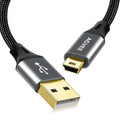 AGVEE 6.6ft Mini USB Cable, Braided Durable USB-A to Mini-B Charger Charging Cord for TI-84, Garmin GPS, Go-Pro Hero 4 3 2 HD, PS3 Controller, Canon Camera, Blue Yeti Microphone, Dark Gray