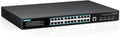 YuanLey 28 Port Gigabit Managed PoE Switch with 24 10/100/1000Mbps PoE+ Ports, 4X 10Gbps SFP+, L3 Smart Managment Ethernet Switch, VLAN, QoS, ACL, SSL, Fanless, Rackmount Network Switch