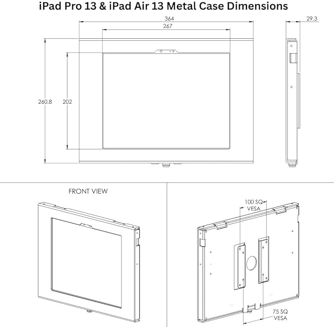 TABcare Locking Security Metal Case for Apple iPad Air 13" 2024 6th gen. for Kiosk, POS, Store, Show Display (White, iPad Air 13 2024)