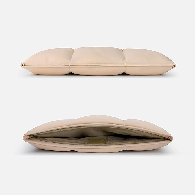 Comfyable Puffy Laptop Sleeve 13 Inch 14 Inch, Quilted Puffer Laptop Carrying Case, Pillow Case Compatible with MacBook Air M4 2025 M3 M2 M1, MacBook Pro M4 Pro/Max, Sand