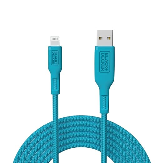 BLACK+DECKER Lightning to USB Cable - Fast Compatible iPhone Lightning Cable - Durable Braided iPhone Charger Cord - for Travel and Daily Use - Multiple Color + Length Options - 6ft