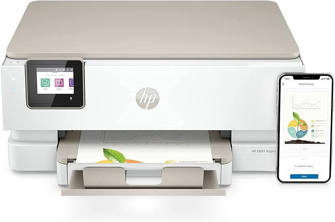 HP ENVY Inspire 7255e Wireless Color Thermal Inkjet Printer, Print, scan, copy, Easy setup,Mobile printing, Best-for-home, 3 month Instant Ink trial included