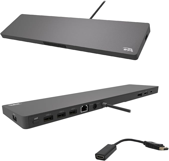 Cyber Acoustics Docking Station (DS-2000), 6 Pack – USB-C with 100W Power Delivery, Laptop Cooling, Dual 4K Monitor Displays, 4 USB-A Ports, Ethernet, Includes 6 Active DisplayPort to HDMI Adapters