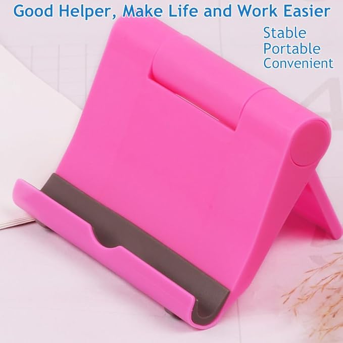 Cell Phone Stand for Desk Foldable Cell Phone Holder Desk Tablet Holder Mobile Phone Dock, Multi-Angle Universal Adjustable Tablet Dock Compatible with Most Cell Phones (Pink)