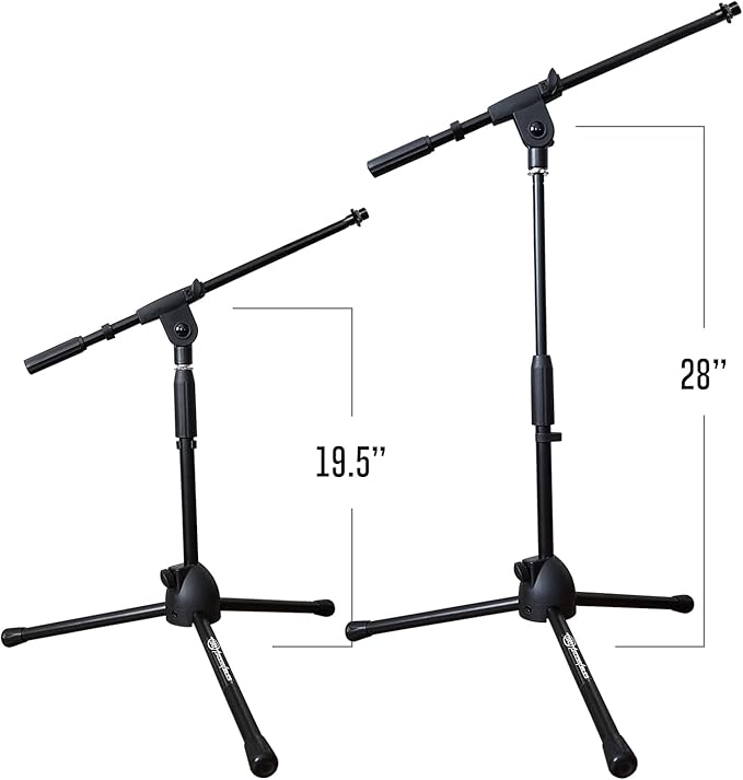 AxcessAbles Short Microphone Stand with Boom Arm | Low Profile Mic Tripod Stand for Kick Drums | Guitar Amp Stand | Low-Pro Mike Stand (MS-101L)