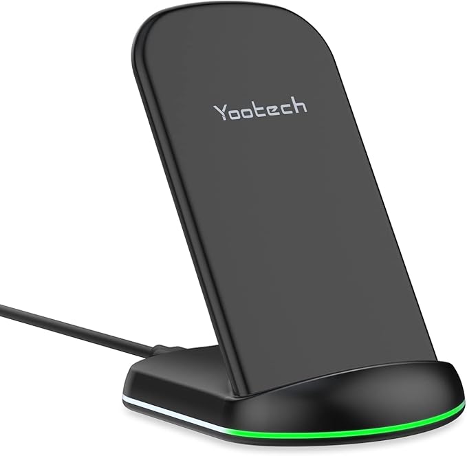 Yootech Wireless Charger,10W Max Wireless Charging Stand, Compatible with iPhone 17/17 Pro/17 Pro Max/Air/16e/16/16 Plus/16 Pro Max/15/14/13/SE 2022/12/11/X/8, Galaxy S25/S24/S23/S22(No AC Adapter)