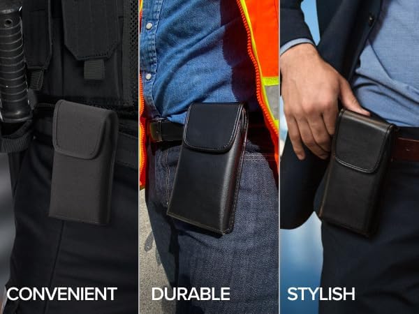 Turtleback Belt Clip for iPhone 16 Pro Max, 15 Pro Max, 14 Pro Max -Medium- Fits w/Shockproof Commuter Style Cases - Premium Black Nylon, Vertical Belt Holder Magnetic Closure, HD Rotating Clip