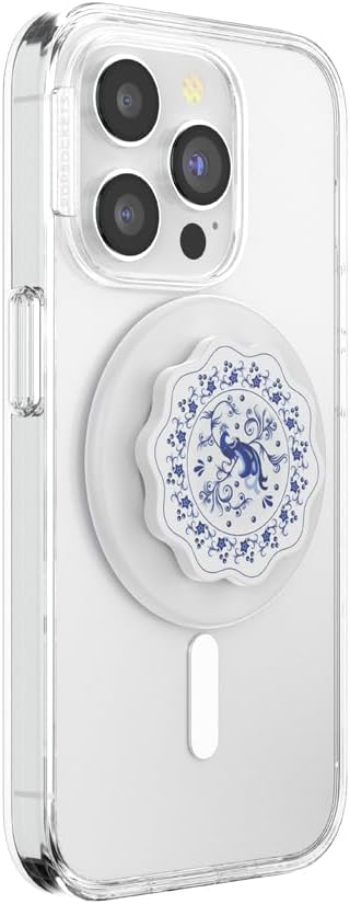PopSockets Phone Grip for MagSafe with Kickstand, Magnetic Stand, Swappable Top, Secure Hold for iPhone MagSafe Cases, Phone & Tablet Grip - Peacock Saucer