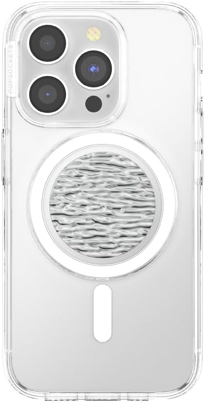 PopSockets Phone Grip for MagSafe with Kickstand, Magnetic Stand, Swappable Top, Secure Hold for iPhone MagSafe Cases, Phone & Tablet Grip - FATA Morgana Chrome