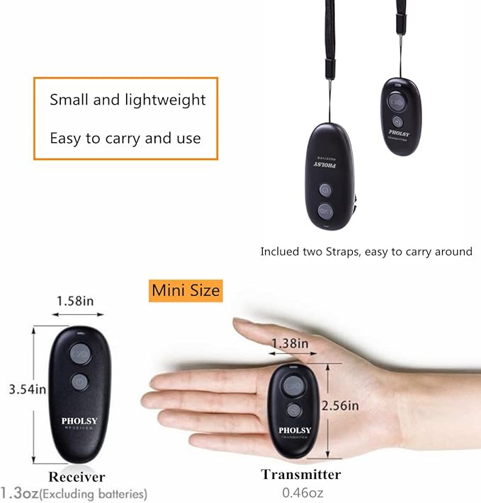 PHOLSY Wireless Shutter Release Remote Control for Sony a1, a9, 9M2, a7M4, a7M3, a7RM2, a7RM3, a7RM4, a3500, a6600, a6500, a6400, a6100, RX100M4, RX100M6, RX100M7, RX10M4, HX99, a68, a77, a350