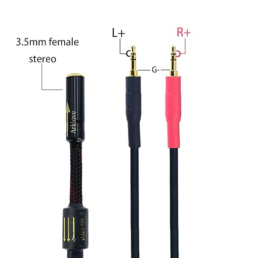 Arklove 25ft Shielded 1/8" aux Input 3.5mm Female to 2X 3.5 Output Splitter Stereo Audio Video Cable Out 3.5 Male to Two 3.5 Male in Dual Speaker Cord 24k Gold Plated Cord