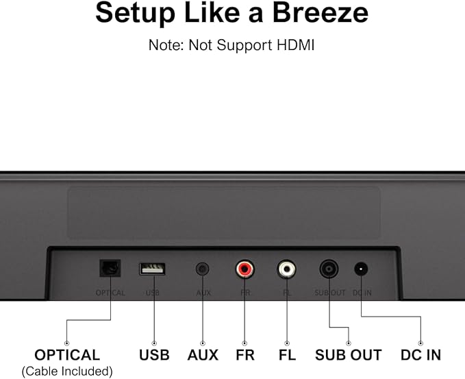 ULTIMEA 7.1ch Sound Bar with Subwoofer, Virtual Surround Sound System for TV, Sound Bar for Smart TV with 4 Surround Speakers, Peak Power 330W, TV Soundbar with App Control, Opt/AUX/BT, Aura A40