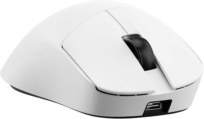 AJ179 V2 Triple Mode (2.4G/Wired/Bluetooth 5.2) Gaming Mouse, 12000 DPI, 56g Ultra-Light, Programmable 6 Buttons, 1000Hz Polling Rate, Ergonomic Right-Hand Design for Computer Laptop PC, White