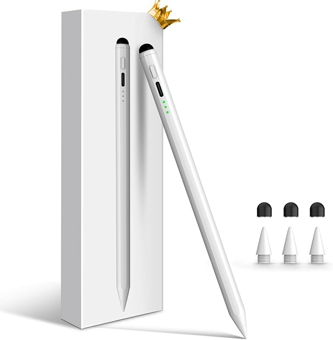 Pencil for Apple iPad 11th/10th/9th, 2X Fast Charge Stylus Pen for iPad, Palm Rejection, Tilt Sensitivity, Compatible with iPad A16/10/9/8/7/6, Pro M4/13/12.9"/11", Air M3/M2/5/4/3, Mini 7/6/5
