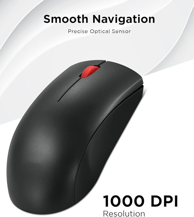 Lenovo Wireless Mouse (WL150) - 2.4G Nano USB-A Ambidextrous Ergonomic Mouse – 3-Million Clicks, 1,000 DPI – Portable Compact Cordless Design - Computer & Laptop Accessories