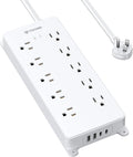 TROND Surge Protector Power Strip, 4000J, ETL Listed, 10 Widely Spaced Outlets, 2 USB C and 2 USB A Ports, Flat Plug 5ft Extension Cord, Wall Mountable, Under Desk Power Strip for Home Office, White