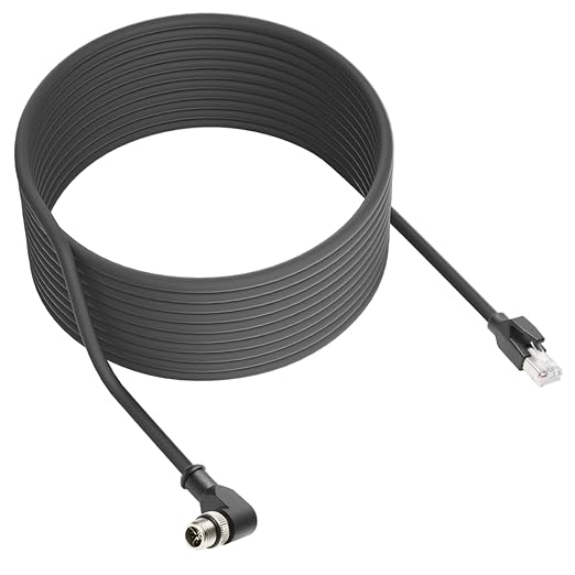 Alvin's Cables M12 X-Code 8 Pin Male to RJ45 Ethernet Cable for Cognex Keyence Camera, High-Flex Cat6a Cable for Industrial Automation, Fieldbus Module, Robotics, Right Angle 26.2ft/8m