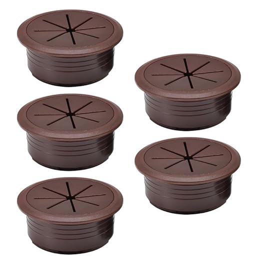 5 Pcs Desk Grommet 2" / 50 mm, Desk Hole Cover for Cables Coffee, Cable Grommet ABS Plastic, Desk Hole Grommet for Home & Office Pc, Detachable Cable Cord Organizer