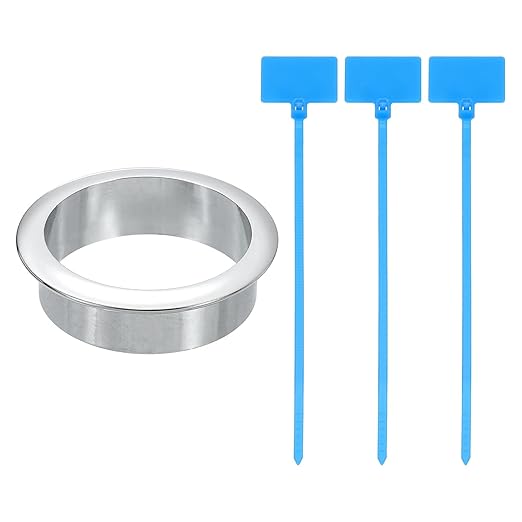 uxcell Desk Grommet, 2-3/16" (55mm) Zinc Alloy Cable Hole Cover Wire Cord Organizer with Marked Cable Ties for Home Office Desktop Wire, Silver Tone