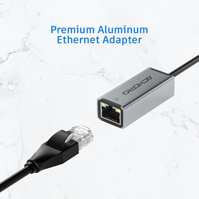 AChoro LAN to USB Adapter - USB A & C to Ethernet Port - Aluminium Alloy RJ45 Ports for PC, Mac