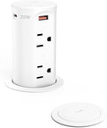 Pop up Outlet for Countertop,2.5-inch Hole Desktop Power Grommet,Recessed Power Strip,20W USB C Fast Charging,4 Outlets 4 USB Ports,15Amp Tamper Resistant Receptacle,White