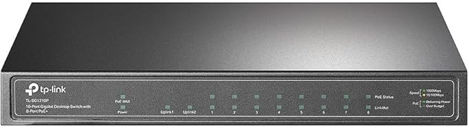 TP-Link 8 Port Gigabit PoE Switch | 8 PoE+ Ports @63W, w/ 1 Uplink Gigabit Port + 1 SFP Slot | Desktop/Wall-Mount | Plug & Play | Limited Lifetime Protection | Traffic Optimization (TL-SG1210P)