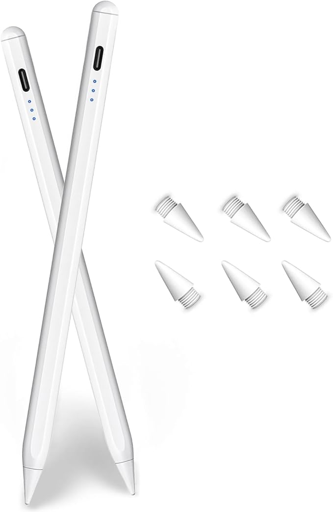 2Pack Stylus Pencil for iPad A16/11th Gen(2018-2025),Fast Charging Pen with Palm Rejection&Tilt Sensitivity Compatible with iPad 6/7/8/9/10/11,iPad-Pro 11"/12.9"/ M4, iPad-Air 3/4/5/M2/M3,Mini 5/6/7