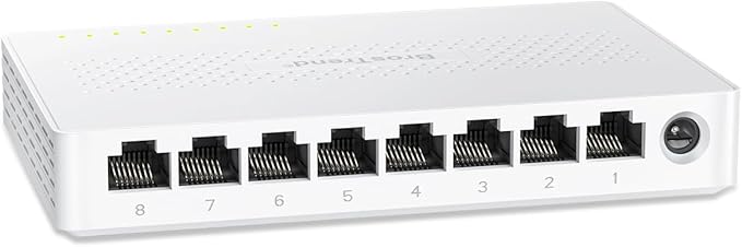 BrosTrend 2.5Gb Switch, 8 Port Network Switch 2.5 Gigabit, Unmanaged Ethernet Switch for Game Console, NAS, PC, Computer Networking Switch Plug & Play Fanless, Desktop Wall Mount, Lifetime Protection