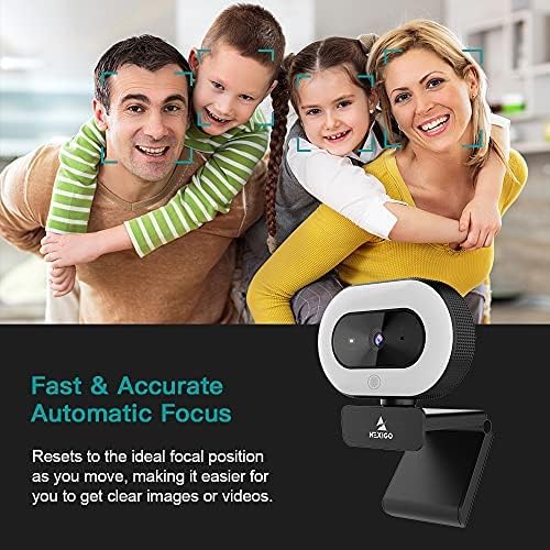 NexiGo StreamCam N930E with Software, 1080P Webcam with Ring Light and Privacy Cover, Auto-Focus, Plug and Play, Web Camera for Online Learning, Zoom Meeting Skype Teams, PC Mac Laptop Desktop