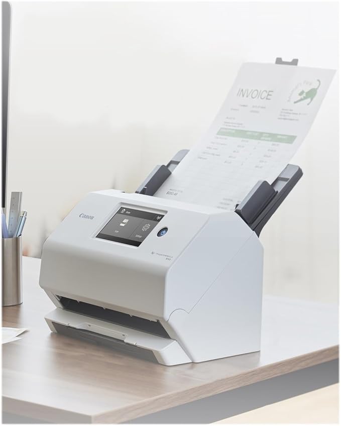 Canon imageFORMULA R50 Business Document Scanner for PC and Mac - Color Duplex Scanning - Connect with USB Cable or Wi-Fi Network - LCD Touchscreen - Auto Document Feeder - Easy Setup