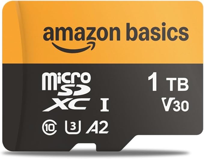 Amazon Basics 1TB microSDXC Card with Adapter, Read Speed Up to 200MB/s, 1-Pack