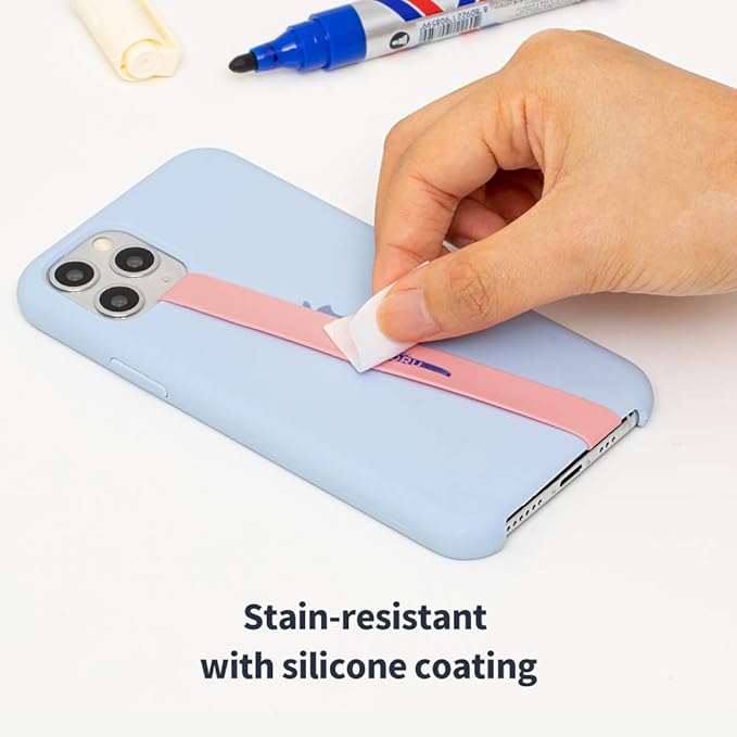 Sinjimoru Stretchable Silicone Phone Strap, Flexible and Elastic Grip Holder for iPhone & Android, Secure Phone Loops Finger Grip with Wireless Charging Support Sinji Loop Blue