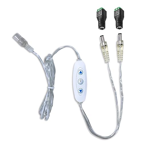 jXIN 12V DC Sensitive Dimmer Switch for Neon Sign, Low Voltage Unique Female Male Connector with 2 Female Power Jack Adapter Suitable for LED Strip Light