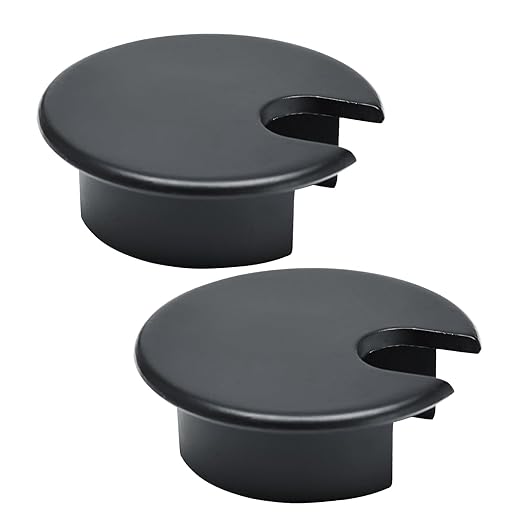 2 Pcs Desk Grommet 1-3/8" / 35 mm, Desk Cord Hole Cover, Cable Grommet Metal Zinc Alloy Materilal, Desk Hole Grommet for Home & Office Pc, Detachable Cable Cord Organizer-Flat Black