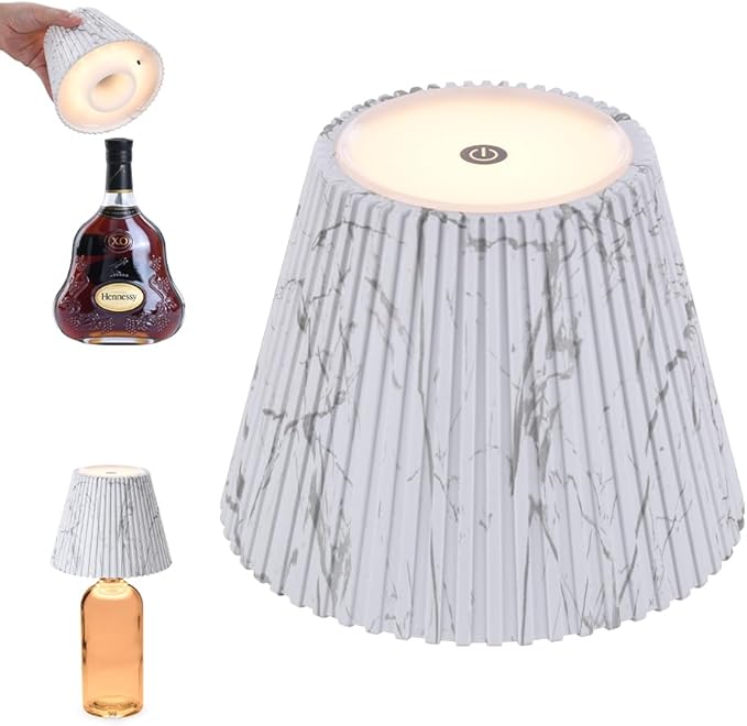 WILIT Wireless Bottle Lamp Shades for Table Lamps, 3 Level Brightness Touch Night Light, Rechargeable Cordless Lamp for Bedroom Bar&Restaurant, Table Top Decor, House Warming Gifts, Mothers Day Gifts