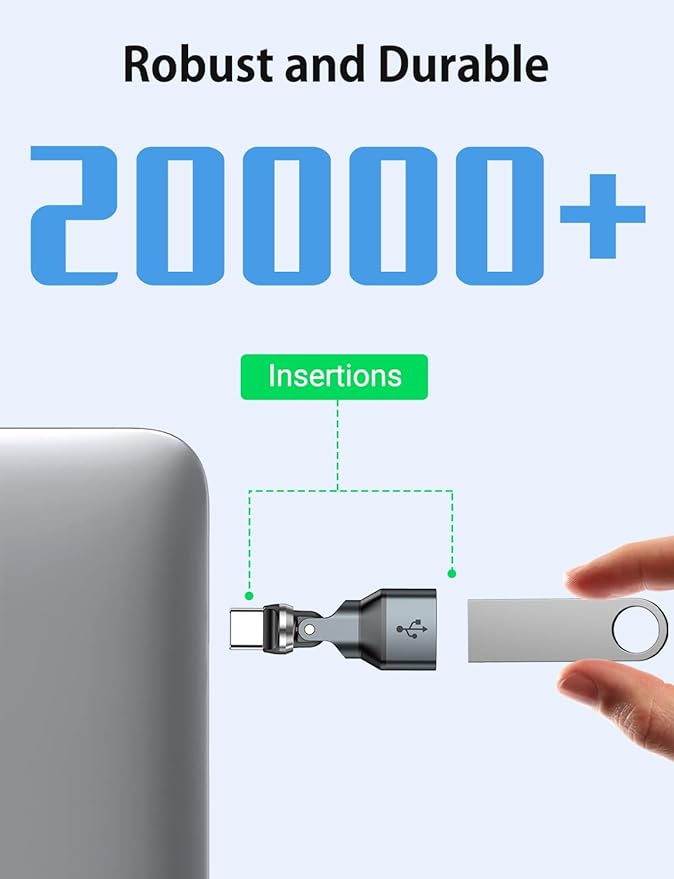 USB C to USB Adapter [2 Pack], Can be Rotated 540 Degrees for Use, USB C Male to USB Female 2.0 Adapter, Type C to USB A OTG Adapter for MacBook Pro, Phone 15 16 Pro Max, Pad Mini/Pro, Samsung Galaxy