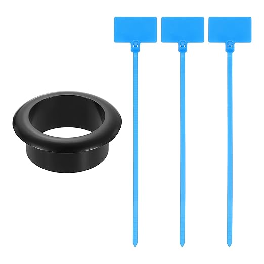 uxcell Desk Grommet, 1-3/8" (35mm) Zinc Alloy Cable Hole Cover Wire Cord Organizer with Marked Cable Ties for Home Office Desktop Wire, Black