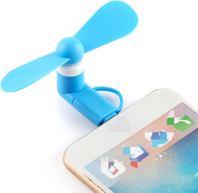 Mini Cell Phone Fan 2-in-1 Fan Compatible for iPhone, iPad, Android Smartphone,Tablet - Colorful and Powerful- Cell Phone Summer Accessories (6-Pack)