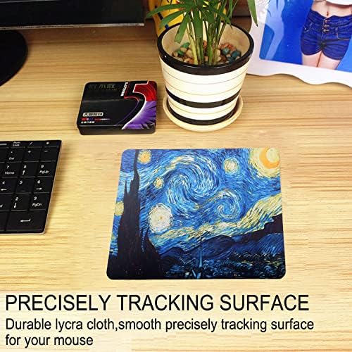 Mouse Pad, Gaming Mouse Pad, Non-Slip Rubber Base Mouse Mat with Designs for Laptop, Computer & Office, 9.5 x 7.9 x 0.12 inches (Starry Night)