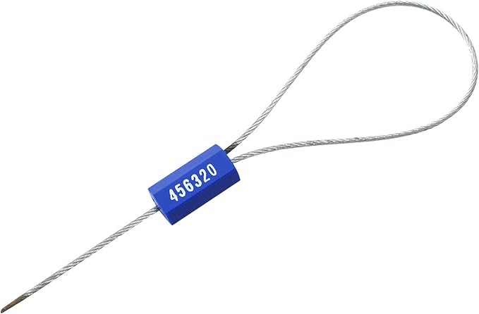 Leadseals(R) 100 Security Cable Seals Numbered Security Tags Tamper Proof Seals Pull Tight Steel Wire Seals for Truck, Trailers, Cargo, Containers, Vans, Oil Tank, Milk Vehicle (Blue, Pack of 100pcs)