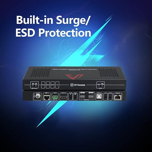 HDBaesT HDMI USB KVM Extender 4K60Hz 4:4:4 18Gbps 1080P HDR 330ft(100m) Over Cat5e/6/6a/7, HDMI2.0, Switchable 1 Host & 4 USB 2.0 on TX or RX, Two-Way IR/ 3.5mm Stereo/ RS232 (4KEX100-KVM-H2)