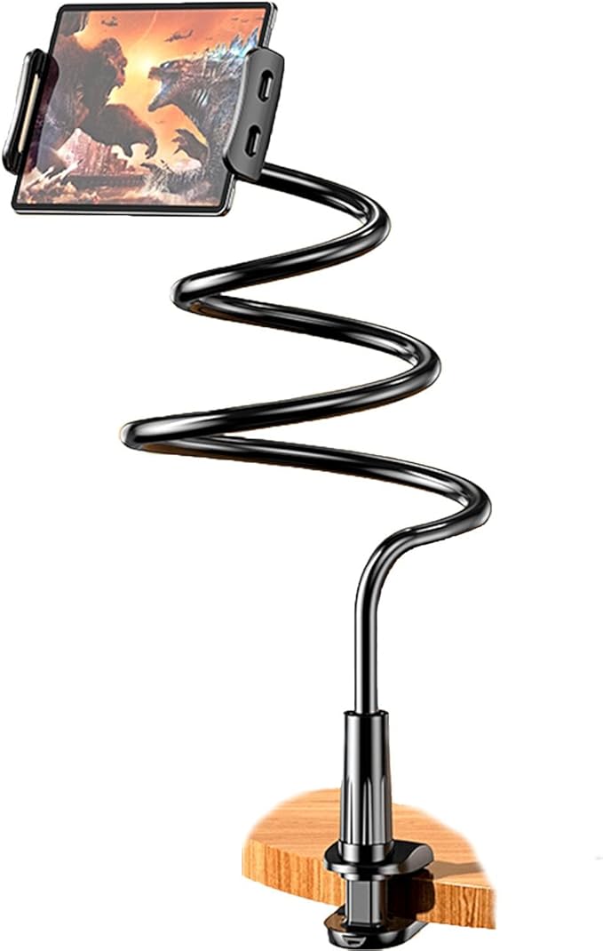 Phone Holder,gooseneck Phone Holder,360° Rotate Support Rod One-Hand Adjustable Cell Phone Holder,for Desk Headboard Nightstand. (Black)