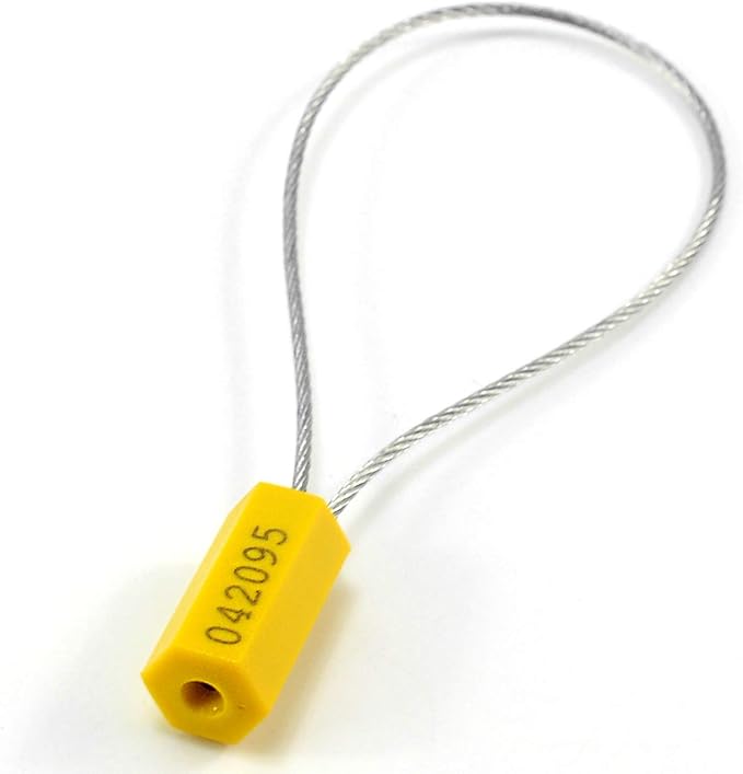 1000PCS Yellow Steel Cable Seal Metal Security Shipping Seal Numbered Truck Trailer Seals Security Tags Tamper Evident Tags Container Lock Pull Tight Steel Wire Seals