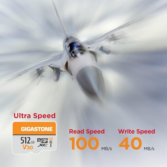 GIGASTONE 512GB Micro SD Card 4-Pack, A1 V30 4K Video Recording, Surveillance, Security Camera, Action Camera, Drone, 100MB/s MicroSDXC Memory Card UHS-I Class 10