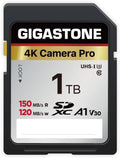[5-Yrs Free Data Recovery] GIGASTONE 1TB SDXC Memory Card 4K Pro Series Camera Transfer Speed Up to 150MB/s Compatible with Canon Camcorder, A1 V30 UHS-I Class 10 for 4K UHD Video