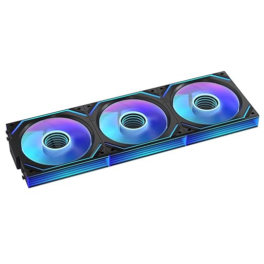 Jungle Leopard Interstellar V2 120mm PC Reverse Blade Case Fan Infinity Mirror Module Daisy-Chain ARGB Fan Triple Pack with Controller Suitable for Computer Case & 360mm AIO Cooler(Black-3pack)