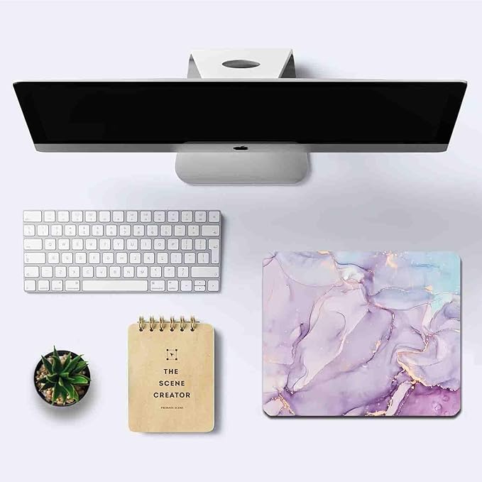 IMAYONDIA Pink Blue Marble Mouse Pad, Purple Alcohol Ink Pattern Gaming Mouse Pad, Modern Fluid Art Mousepad Design, Non-Slip Rubber Base Computer Mice Pad for School Home Office, 9.5 x 7.9 Inch