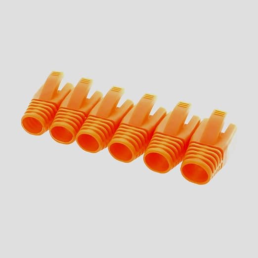 100Pack RJ45 Boot Cover, Cat5 Cat6 Cat6A Ethernet Network Cable Strain Relief Boot, Fits Overall Jacket Diameter 5.5-6.5MM Ethernet Cable (Hole Diameter: 6.5mm, Orange)